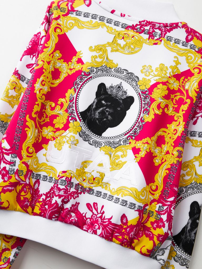 Festive Crown Panther Blouson Jumper : Women's Pink