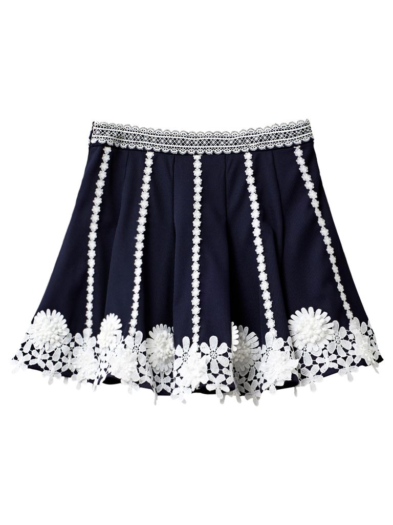 UTAA Notredame Flower Lace Flare Skirt : Women's Dark Navy