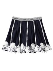 UTAA Notredame Flower Lace Flare Skirt : Women's Dark Navy