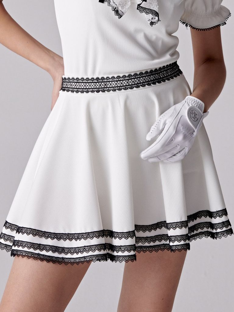 UTAA Triple Lace Flare Skirt : Women's White