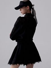 UTAA Pixel Tile Lace Flare Skirt: Black
