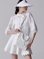 UTAA Pixel Tile Ribbon Lace Sleeve : White