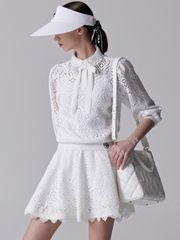 UTAA Pixel Tile Ribbon Lace Sleeve : White