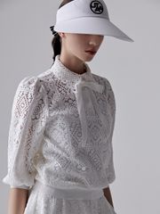 UTAA Pixel Tile Ribbon Lace Sleeve : White