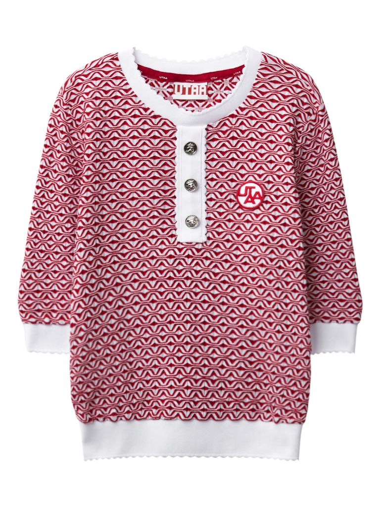 UTAA Ripple Pattern Sleeve T-Shirt : Women's Red