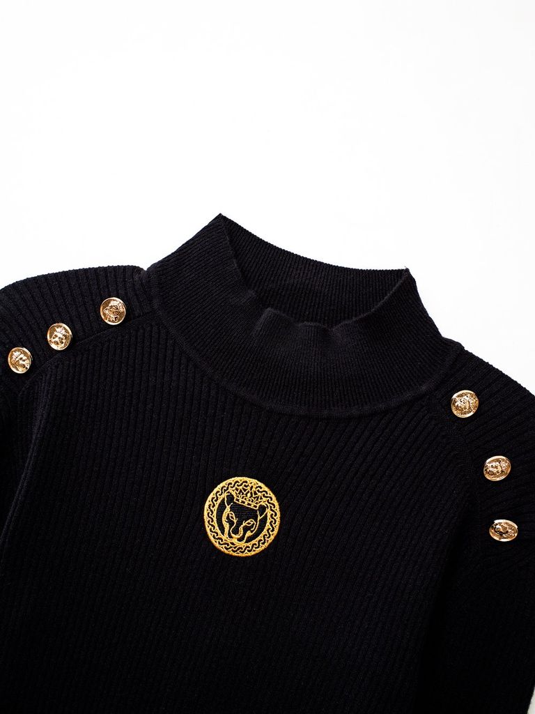 UTAA Gold Scudo Ring Panther Knit Sleeve : Women's Black