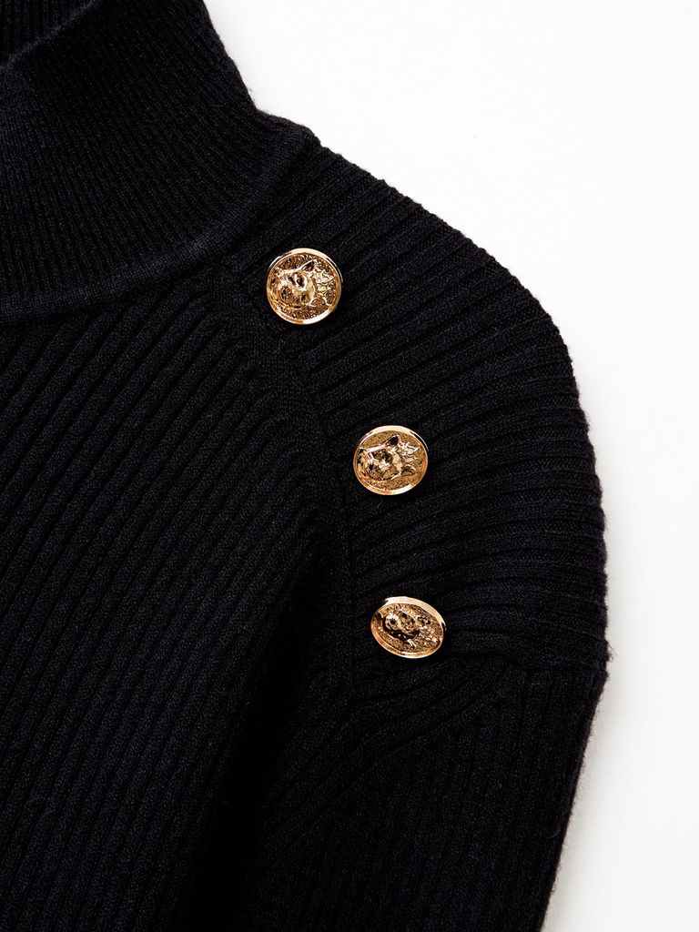 UTAA Gold Scudo Ring Panther Knit Sleeve : Women's Black