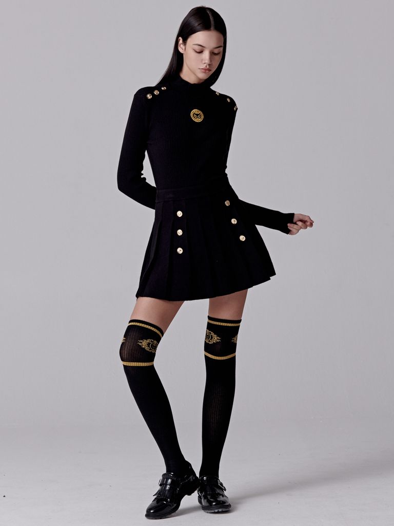 UTAA Gold Scudo Ring Panther Knit Sleeve : Women's Black