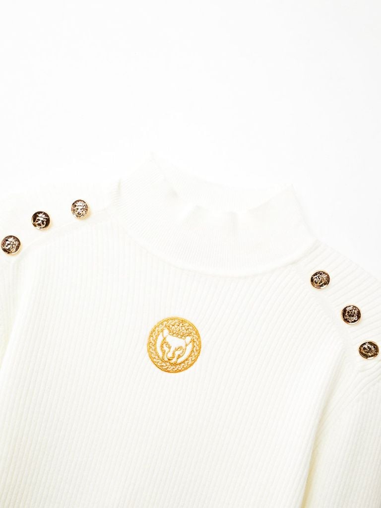 UTAA Gold Scudo Ring Panther Knit Sleeve : Women's White
