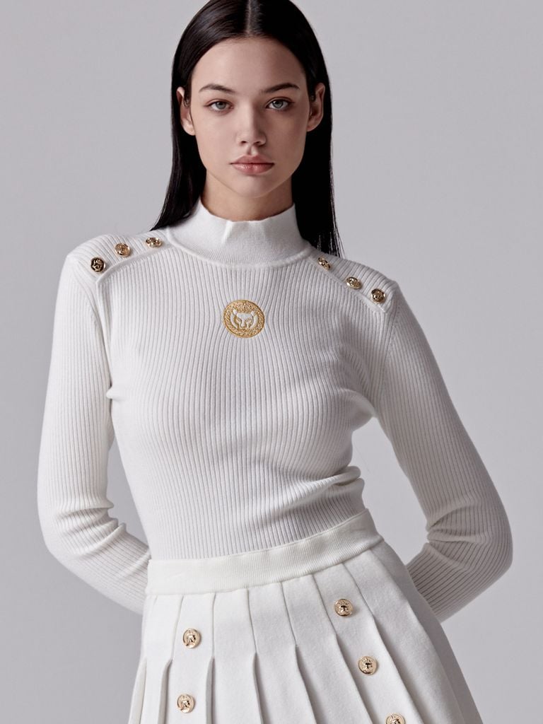 UTAA Gold Scudo Ring Panther Knit Sleeve : Women's White