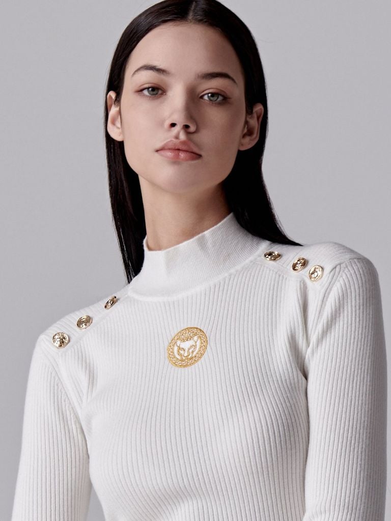 UTAA Gold Scudo Ring Panther Knit Sleeve : Women's White