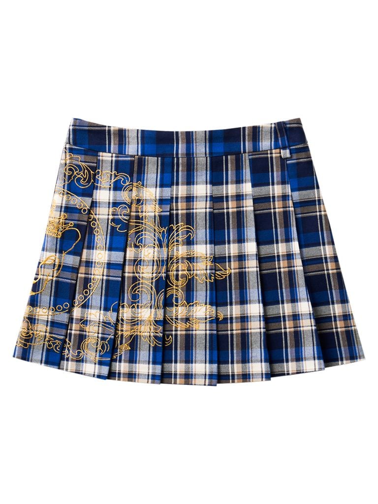 UTAA Imperial Gold Check Flare Skirt: Women's Blue