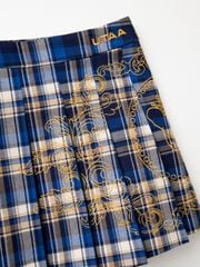 UTAA Imperial Gold Check Flare Skirt: Women's Blue
