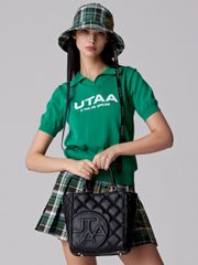 UTAA Imperial Gold Check Flare Skirt: Women's Green