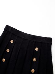 UTAA Gold Scudo Ring Panther Knit Flare Skirt : Black