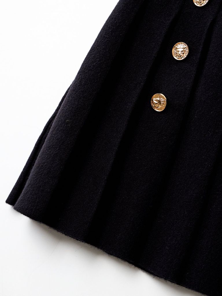 UTAA Gold Scudo Ring Panther Knit Flare Skirt : Black