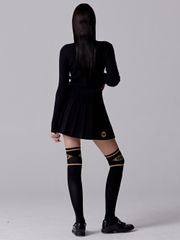 UTAA Gold Scudo Ring Panther Knit Flare Skirt : Black