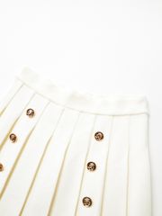UTAA Gold Scudo Ring Panther Knit Flare Skirt : White