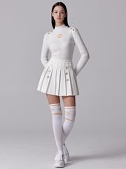 UTAA Gold Scudo Ring Panther Knit Flare Skirt : White