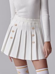 UTAA Gold Scudo Ring Panther Knit Flare Skirt : White