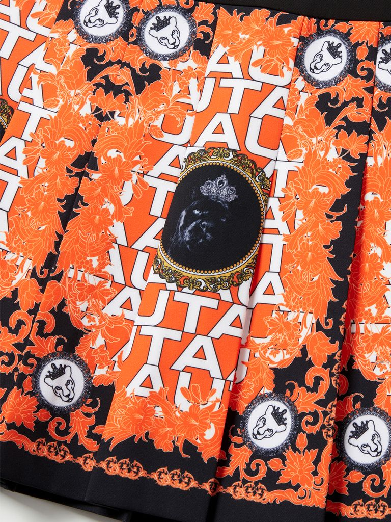 UTAA Blanc Baroque Panther Flare Skirt: Women's Orange