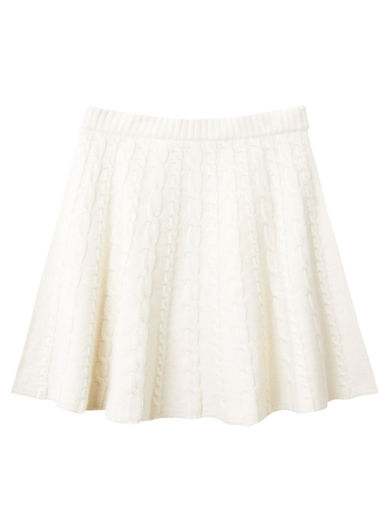 UTAA Ducat Wool Knit Flare Skirt : Ivory