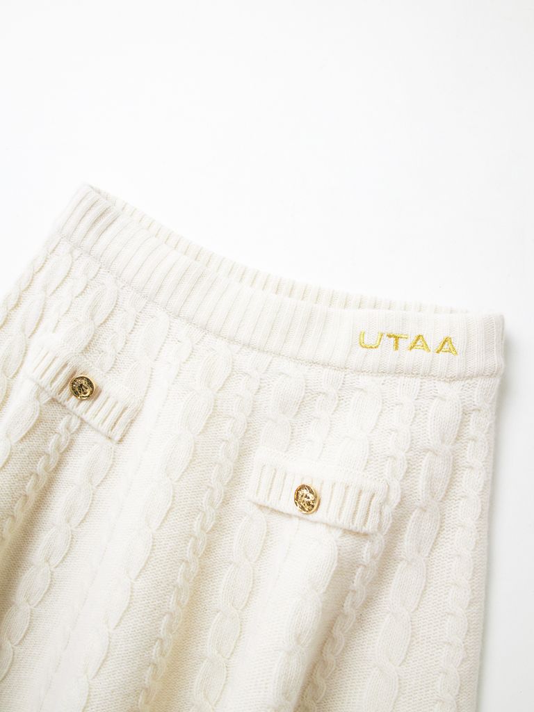 UTAA Ducat Wool Knit Flare Skirt : Ivory
