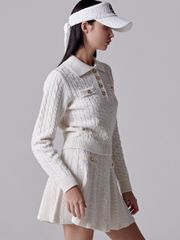 UTAA Ducat Wool Knit Flare Skirt : Ivory