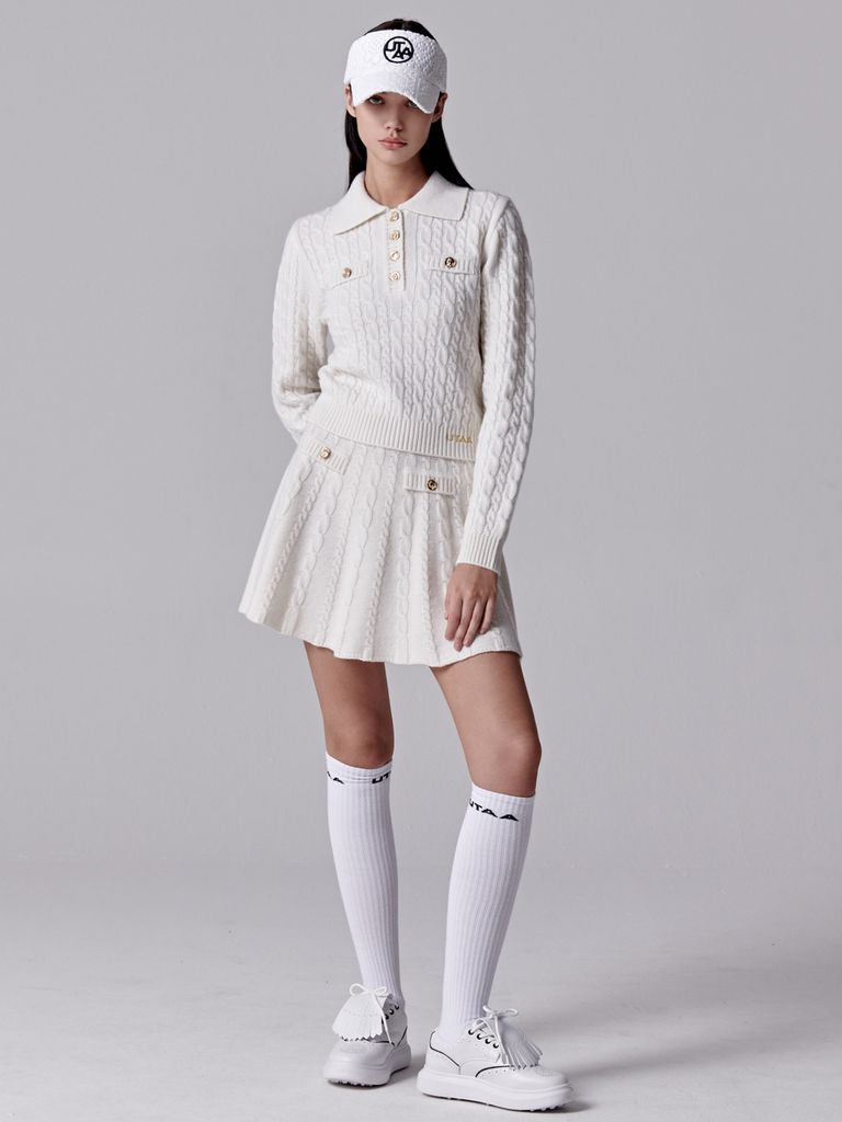 UTAA Ducat Wool Knit Flare Skirt : Ivory