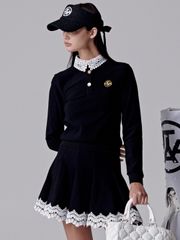UTAA Punching Lace Flare Skirt : Black