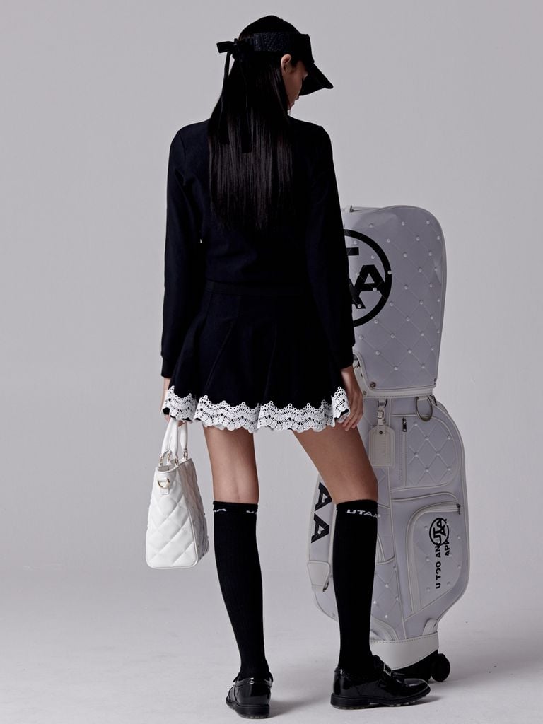 UTAA Punching Lace Flare Skirt : Black