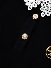 Ducat Punching Lace PK Sleeve : Women's Black