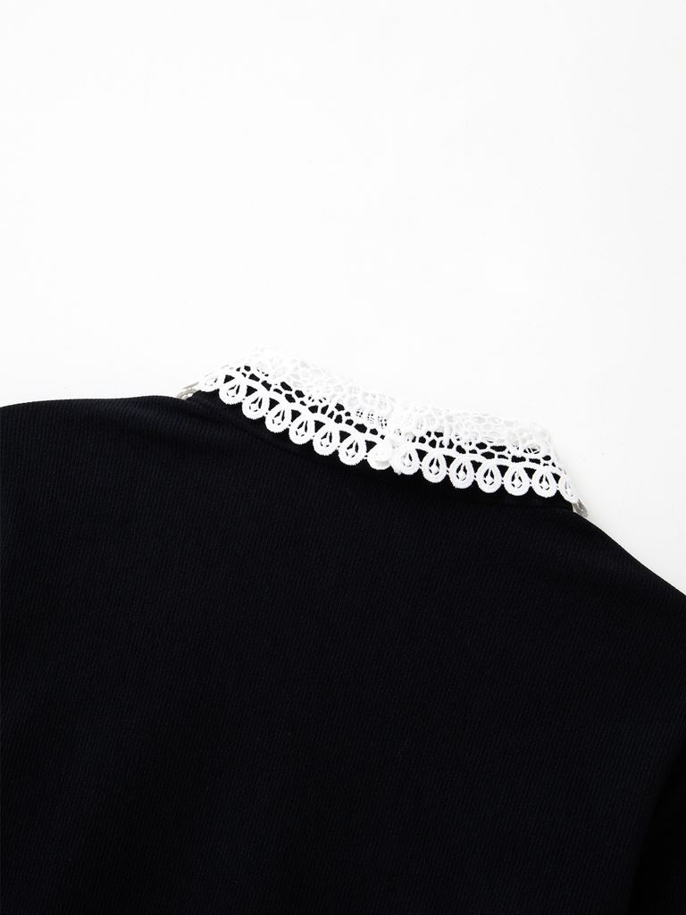 Ducat Punching Lace PK Sleeve : Women's Black