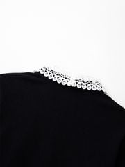 Ducat Punching Lace PK Sleeve : Women's Black