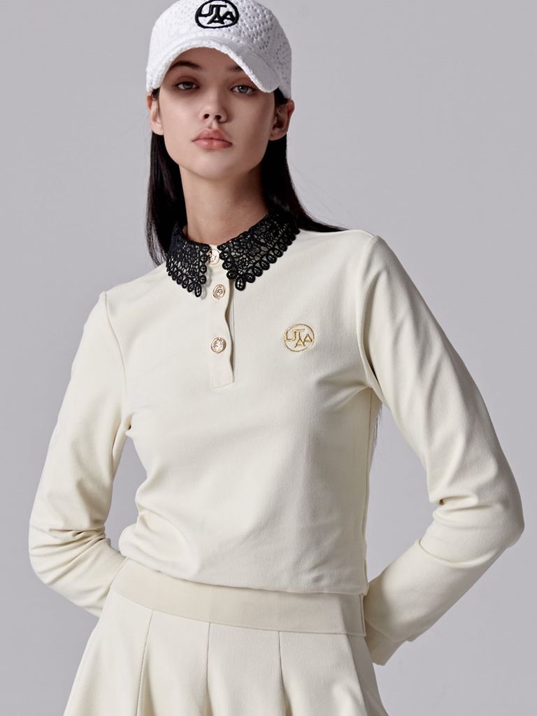 UTAA Ducat Punching Lace PK Sleeve : Women's Ivory