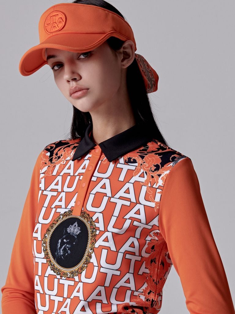 UTAA Blanc Baroque Panther PK Sleeve: Women's Orange