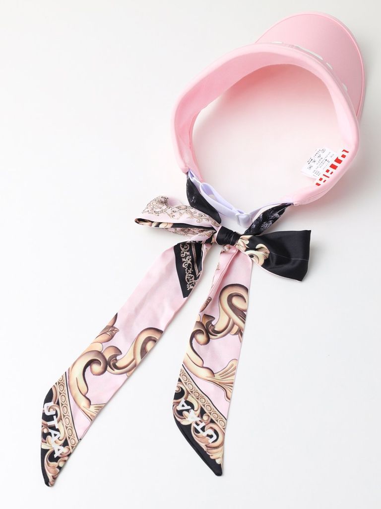 UTAA Color Pearl Baroque Figure Ribbon Sun Visor : Women's Light Pink