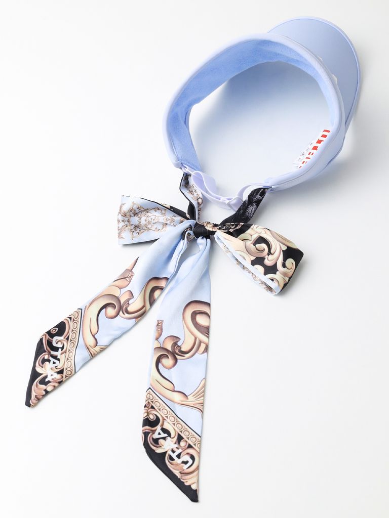 UTAA Color Pearl Baroque Figure Ribbon Sun Visor : Women's Sky Blue