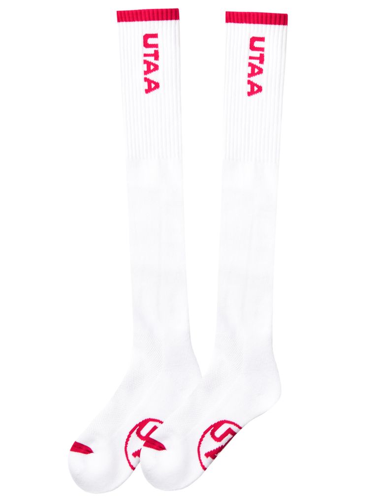 UTAA Logo Loop Stretch Knee Socks : Women's White