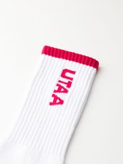 UTAA Logo Loop Stretch Knee Socks : Women's White