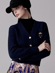 UTAA Gold Crown Panther Knit Cardigan : Women's Navy