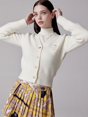 UTAA Gold Crown Panther Knit Cardigan : Women's White