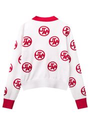 UTAA Chenille Color Symbol Cardigan : Women's White