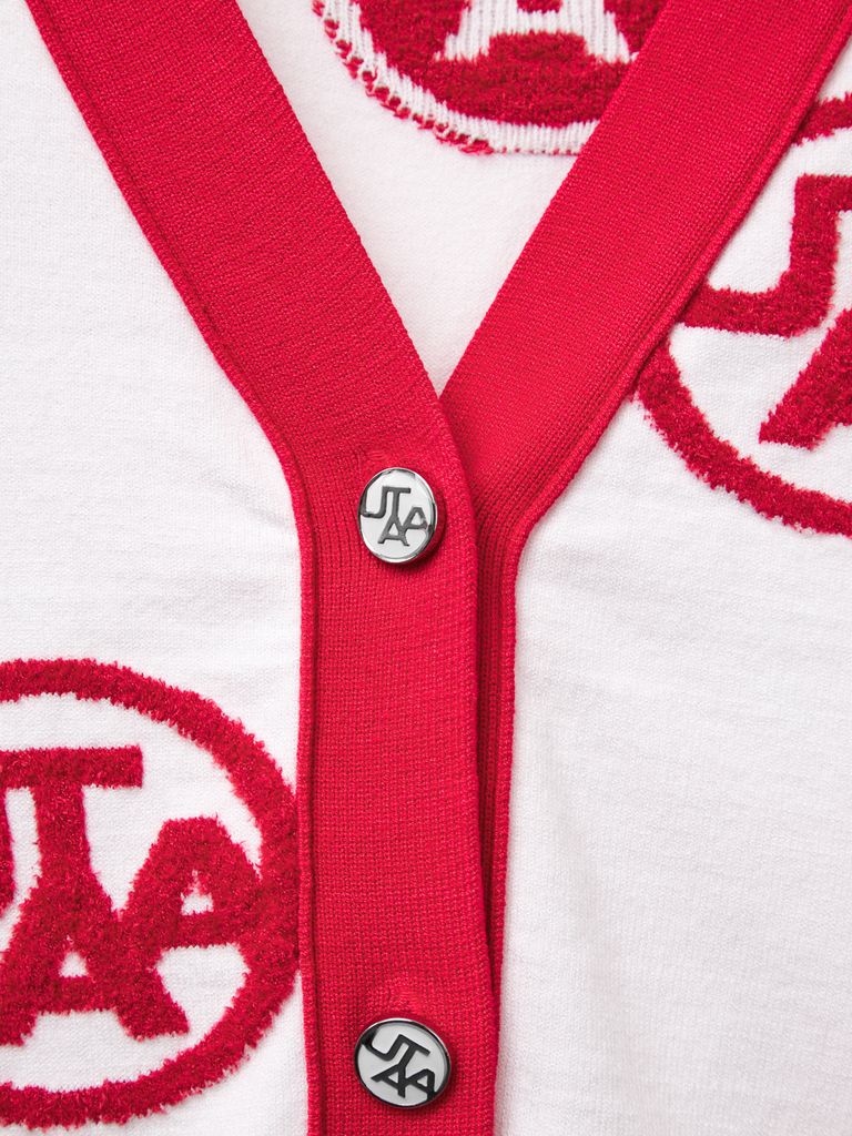 UTAA Chenille Color Symbol Cardigan : Women's White