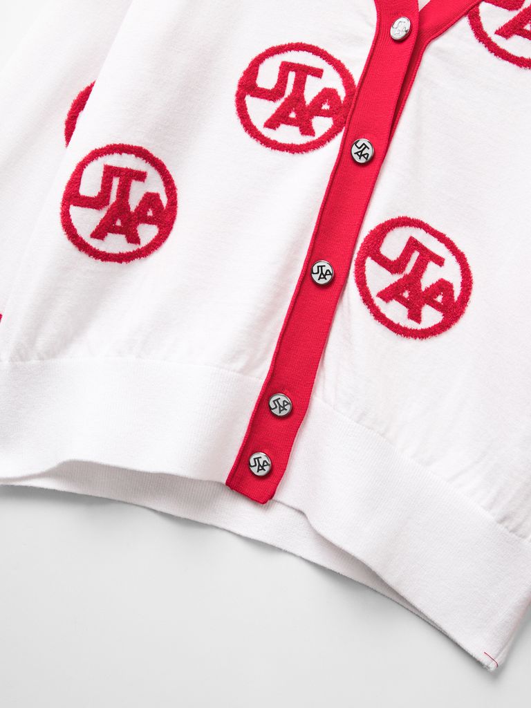 UTAA Chenille Color Symbol Cardigan : Women's White