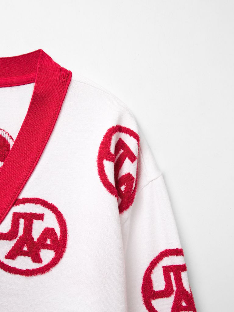 UTAA Chenille Color Symbol Cardigan : Women's White