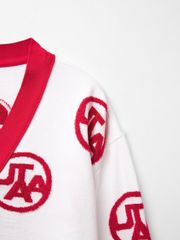 UTAA Chenille Color Symbol Cardigan : Women's White