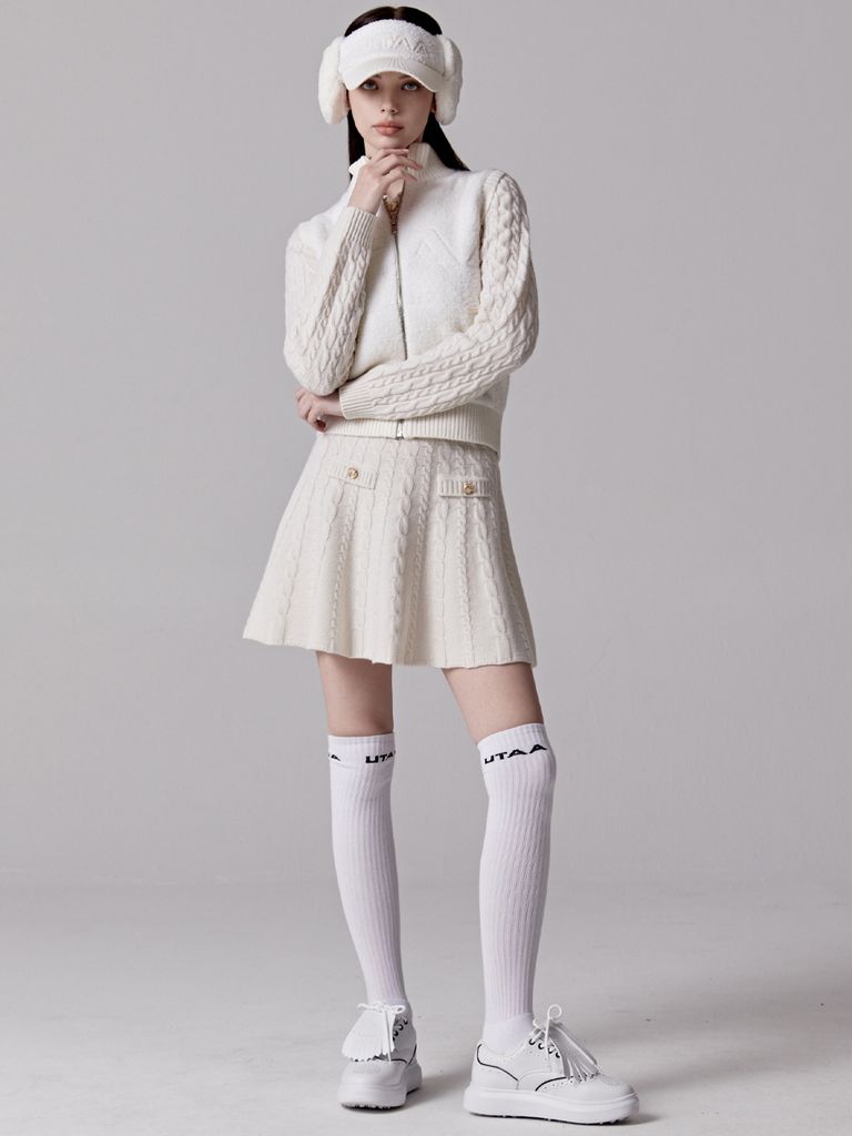 UTAA Stitch Logo Knit Vest : Women's White