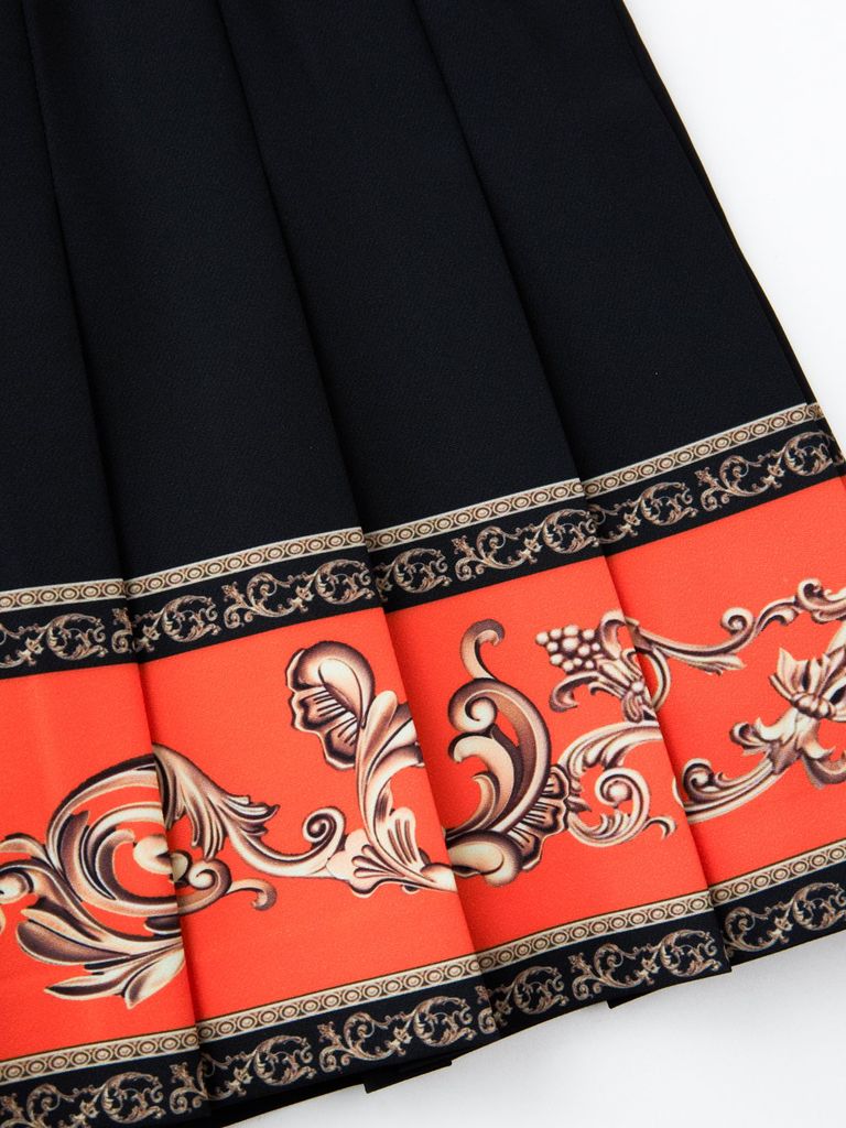 UTAA Neon Golden Baroque Flare Skirt : Orange