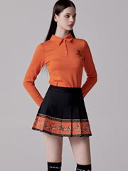 UTAA Neon Golden Baroque Flare Skirt : Orange